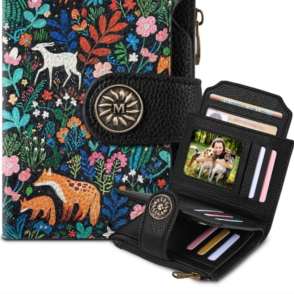 Floral Black Wallet